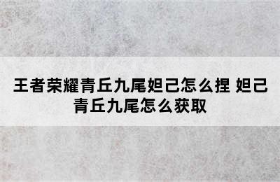 王者荣耀青丘九尾妲己怎么捏 妲己青丘九尾怎么获取